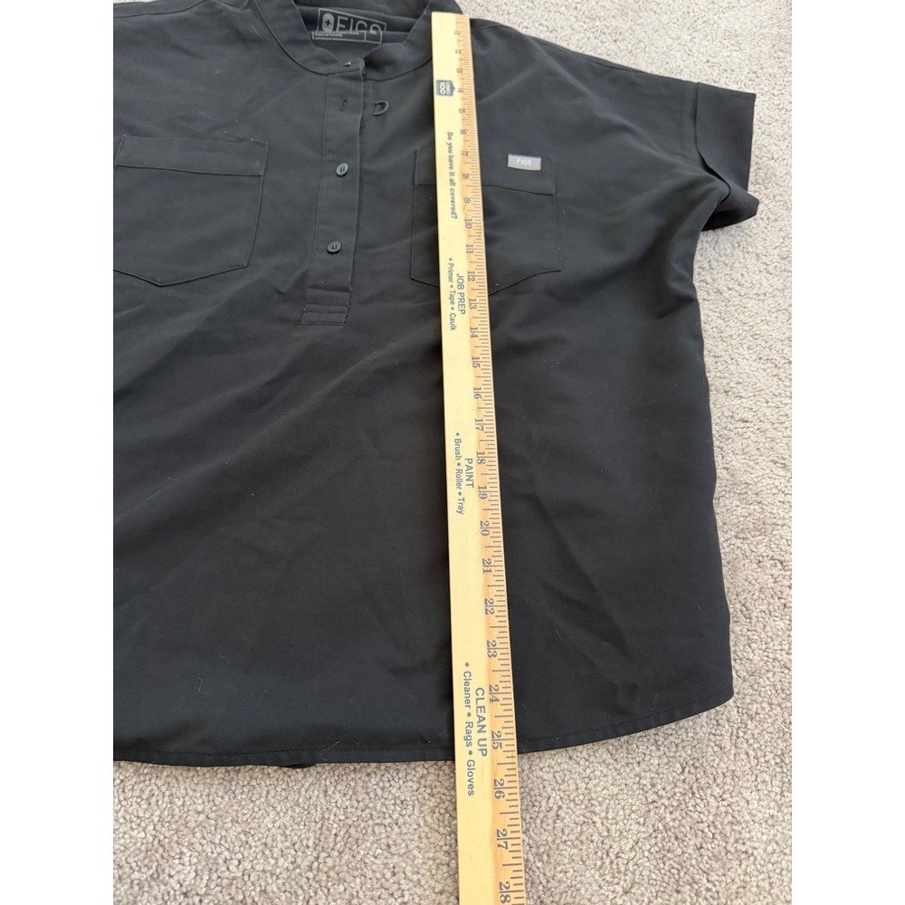 FIGS Technical Collection Black Scrub Top Womens XL W19SW1028 Mandarin Collar - Picture 6 of 7